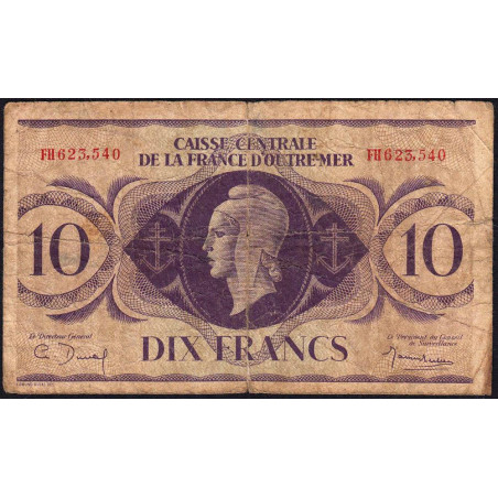 AEF - France Outre-Mer - Pick 16a - 10 francs - Rarissime série FH - 02/02/1944 - Etat : B