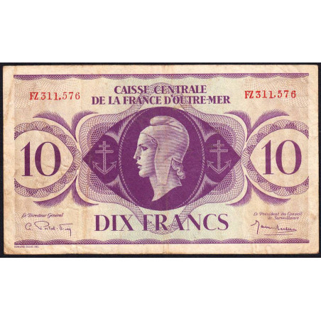 AEF - France Outre-Mer - Pick 16b - 10 francs - Rarissime série FZ - 02/02/1944 - Etat : TB+