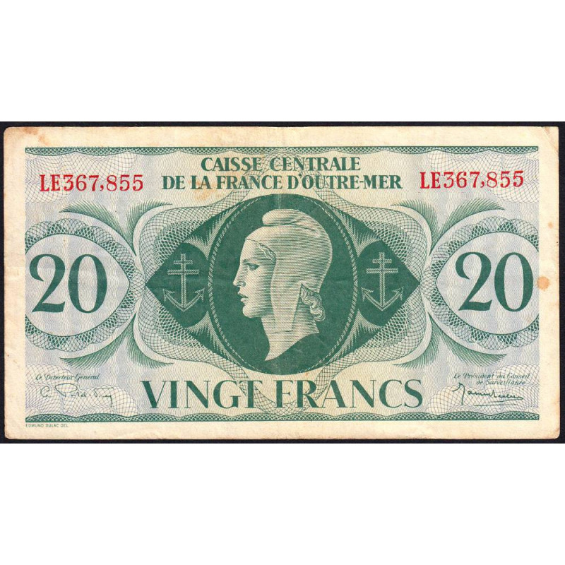 AEF - France Outre-Mer - Pick 17b - 20 francs - Rarissime série LE - 02/02/1944 - Etat : TTB