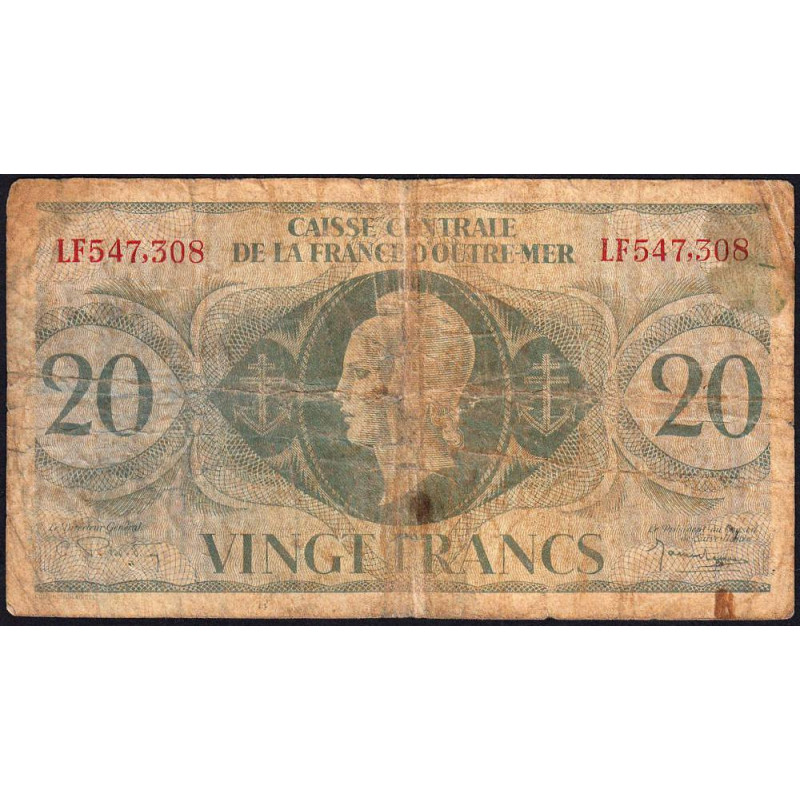 AEF - France Outre-Mer - Pick 17b_2 - 20 francs - Rarissime série LF - 02/02/1944 - Etat : B