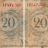 AEF - France Outre-Mer - Pick 17b_2 - 20 francs - Rarissime série LF - 02/02/1944 - Etat : B
