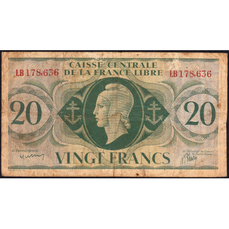 AEF - France Libre - Pick 12a - 20 francs - Série LB - 02/12/1941 - Etat : B+