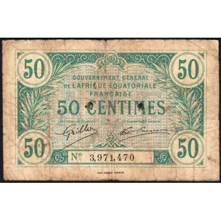 AEF - Pick 1a_3 - 50 centimes - 1917 - Etat : B