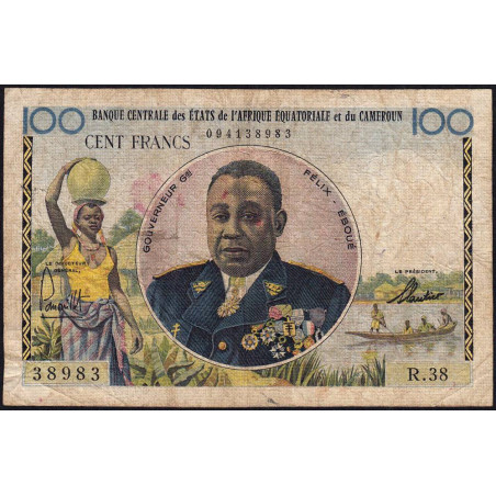 Etats de l'Afrique Equatoriale - Pick 1f - 100 francs - Série R.38 - 1961 - Etat : TB-