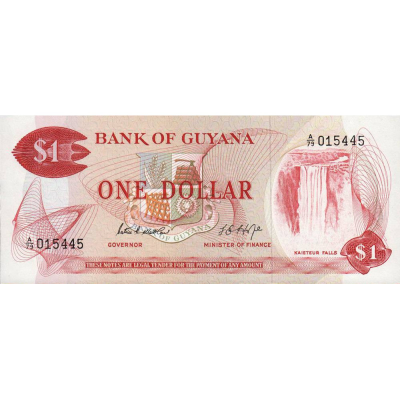 Guyana - Pick 21d - 1 dollar - 1976 - Série A/79 - Etat : NEUF
