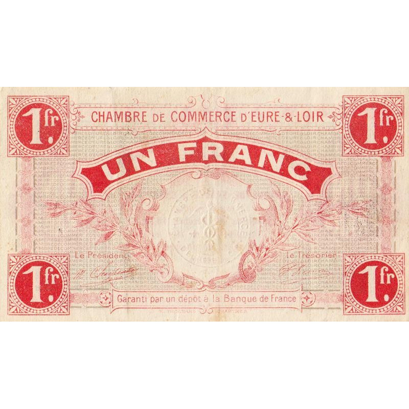 Chartres (Eure-et-Loir) - Pirot 45-3 - 1 franc - 01/10/1915 - Etat : TB+