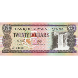 Guyana - Pick 27_2 - 20 dollars - Série A/80 - 1989 - Etat : NEUF