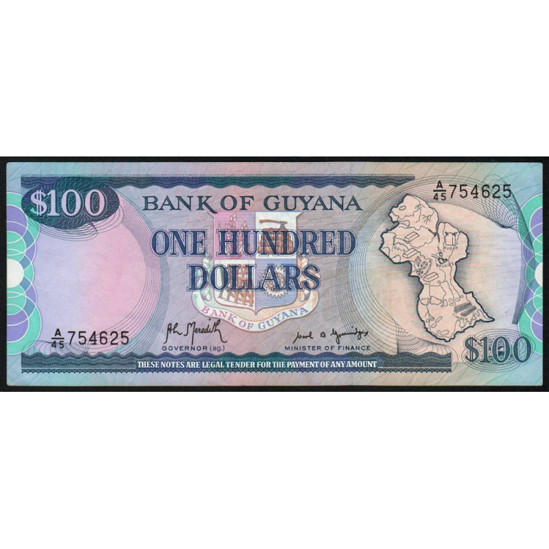 Guyana - Pick 28_2 - 100 dollars - Série A/45 - 1989 - Etat : SUP à SUP+