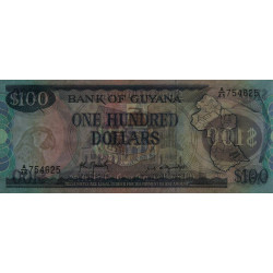 Guyana - Pick 28_2 - 100 dollars - Série A/45 - 1989 - Etat : SUP à SUP+