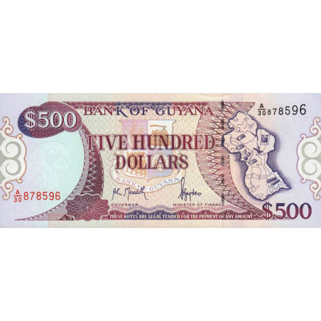 Guyana - Pick 32 - 500 dollars - Série A/30 - 11/10/1996 - Etat : NEUF
