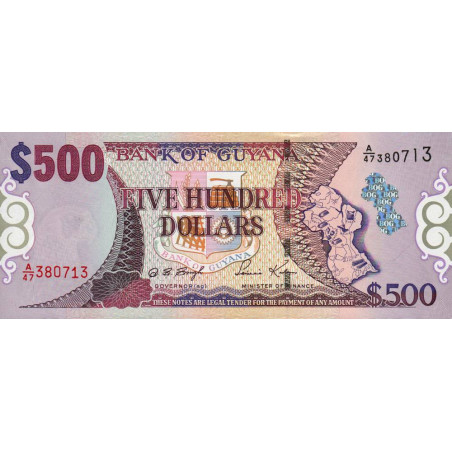 Guyana - Pick 34b - 500 dollars - Série A/47 - 24/01/2000 - Etat : NEUF