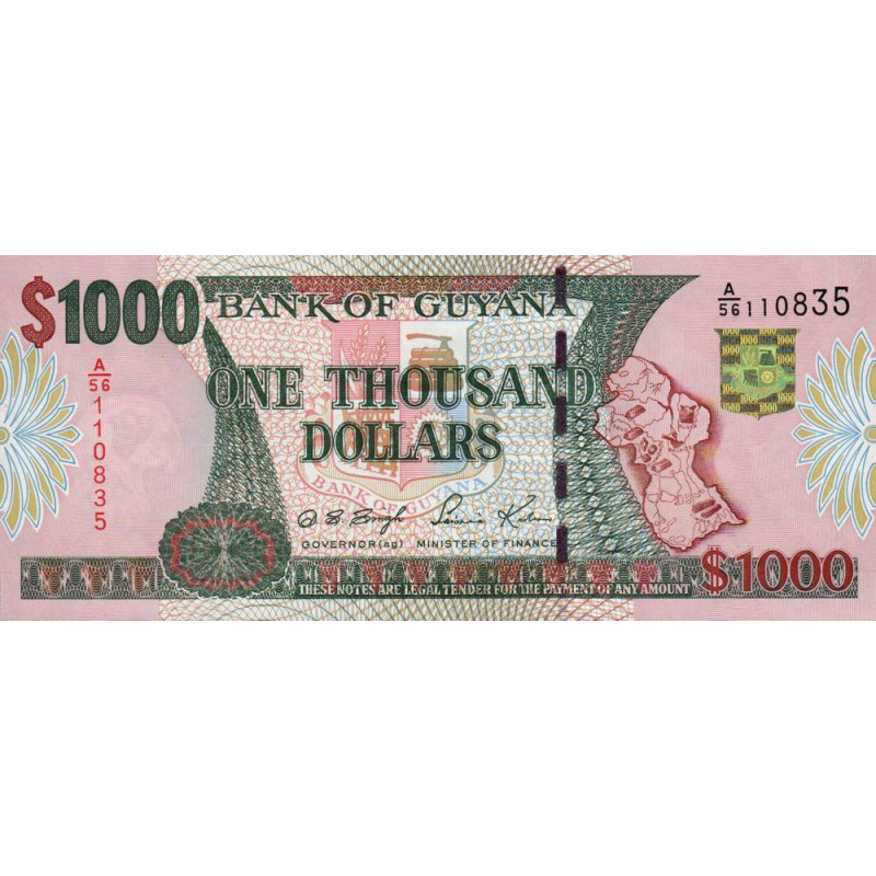 Guyana - Pick 35_2 - 1'000 dollars - Série A/56 - 16/12/1999 - Etat : NEUF