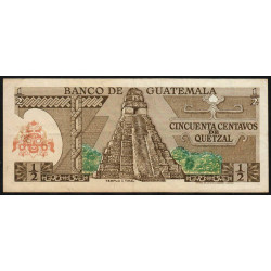 Guatémala - Pick 58c_1 - 0,50 quetzal - 04/01/1978 - Série T - Etat : TTB
