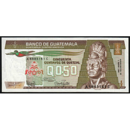 Guatémala - Pick 65_5c - 0,50 quetzal - 03/01/1986 - Série A C - Etat : NEUF