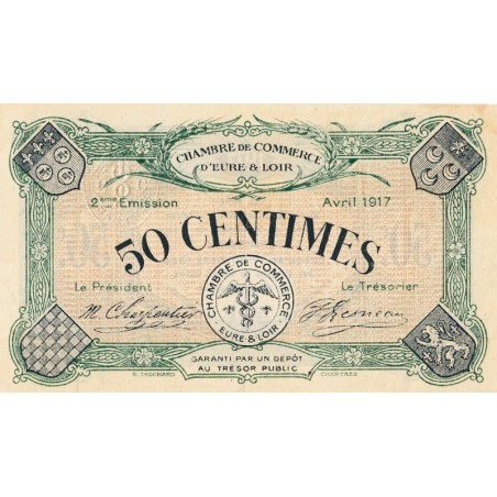 Chartres (Eure-et-Loir) - Pirot 45-5 - 50 centimes - 04/1917 - Etat : SPL