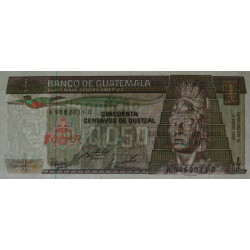 Guatémala - Pick 65_8b - 0,50 quetzal - 06/01/1988 - Série A D - Etat : NEUF