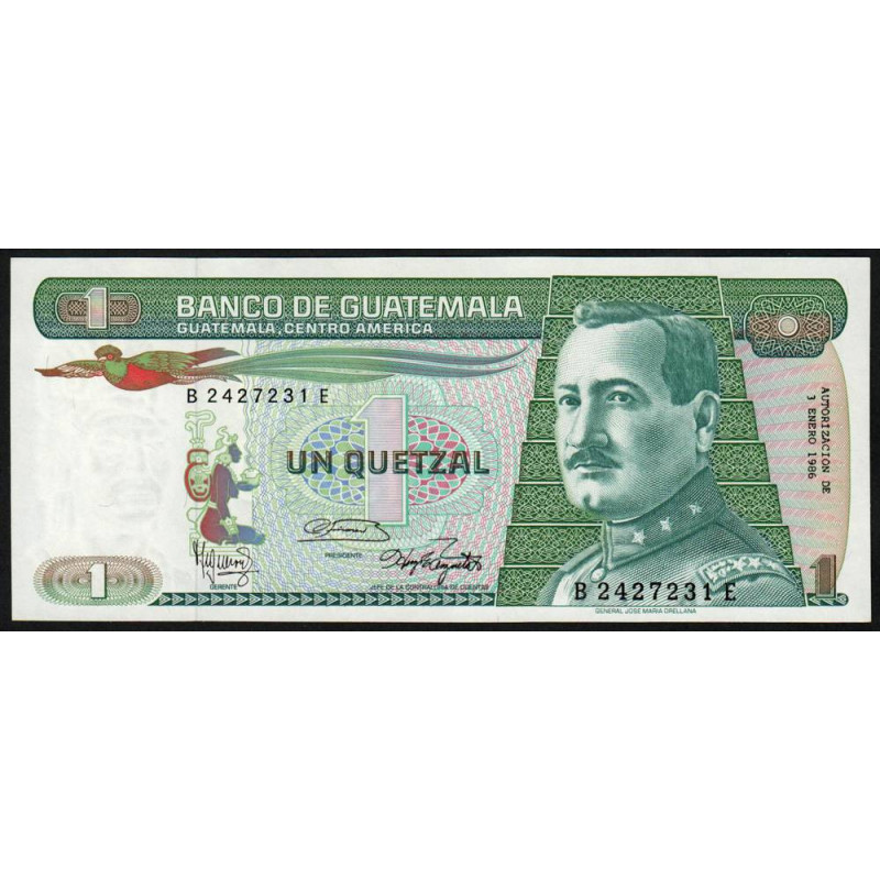 Guatémala - Pick 66_4 - 1 quetzal - 03/01/1986 - Série BE - Etat : NEUF