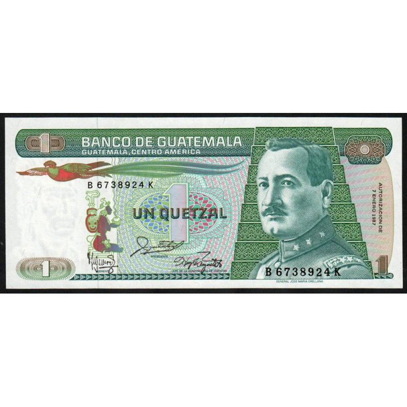 Guatémala - Pick 66_5 - 1 quetzal - 07/01/1987 - Série BK - Etat : NEUF