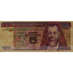 Guatémala - Pick 67_4 - 5 quetzales - 03/01/1986 - Série DB - Etat : TB-
