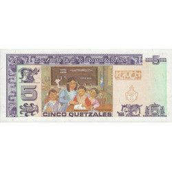 Guatémala - Pick 81 - 5 quetzales - 16/07/1992 - Série D A - Etat : NEUF