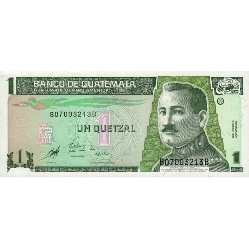 Guatémala - Pick 99 - 1 quetzal - 09/01/1998 - Série BB - Etat : NEUF