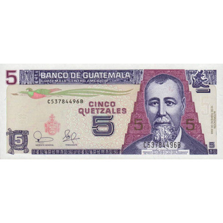 Guatémala - Pick 106a - 5 quetzales - 12/02/2003 - Série C B - Etat : NEUF