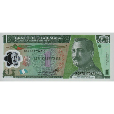 Guatémala - Pick 115b - 1 quetzal - 02/05/2012 - Série BB - Polymère - Etat : NEUF