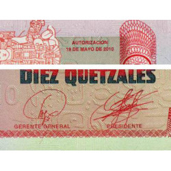 Guatémala - Pick 123a - 10 quetzales - 19/05/2010 - Série D C - Etat : NEUF