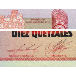 Guatémala - Pick 123Aa - 10 quetzales - 20/03/2013 - Série DD - Etat : NEUF