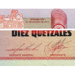 Guatémala - Pick 123Aa - 10 quetzales - 20/03/2013 - Série D D - Etat : NEUF