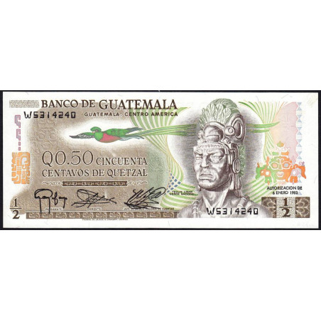Guatémala - Pick 58c_6 - 0,50 quetzal - 06/01/1983 - Série W - Etat : NEUF