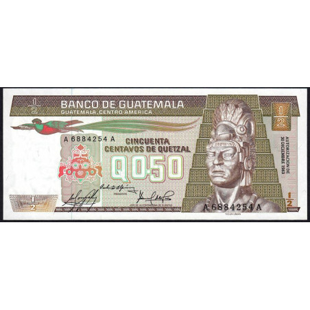 Guatémala - Pick 65_2 - 0,50 quetzal - 30/12/1983 - Série A A - Etat : NEUF