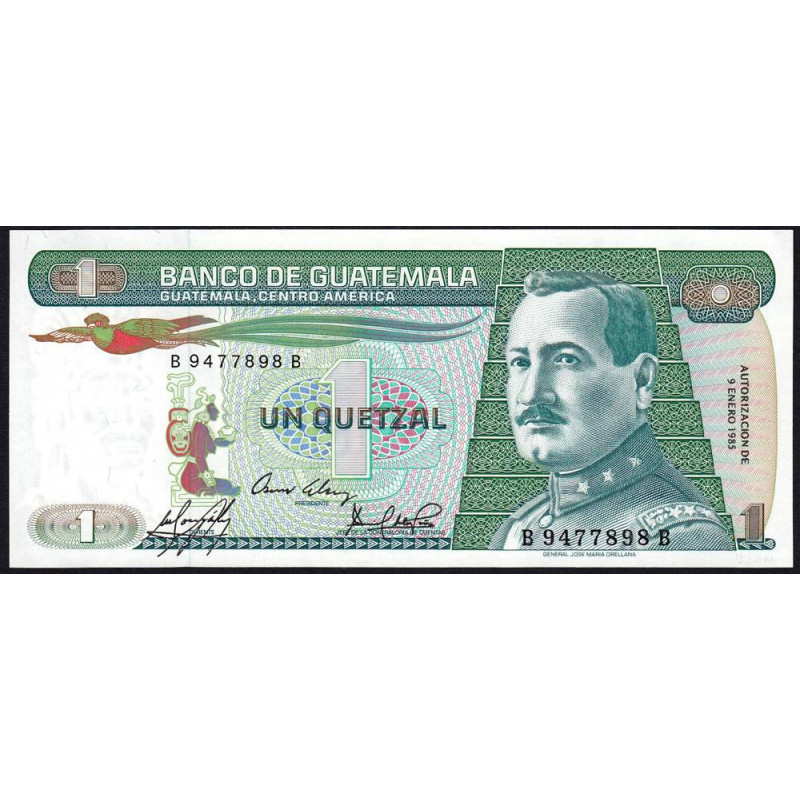 Guatémala - Pick 66_2a - 1 quetzal - 09/01/1985 - Série B B - Etat : NEUF