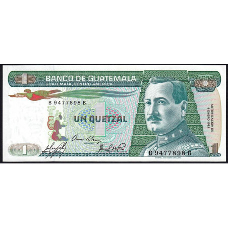 Guatémala - Pick 66_2a - 1 quetzal - 09/01/1985 - Série B B - Etat : NEUF