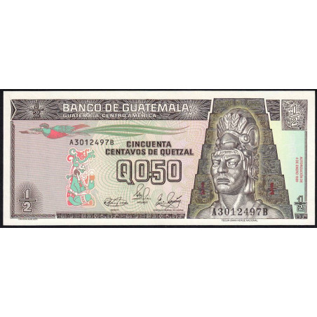 Guatémala - Pick 72a - 0,50 quetzal - 04/01/1989 - Série AB - Etat : NEUF