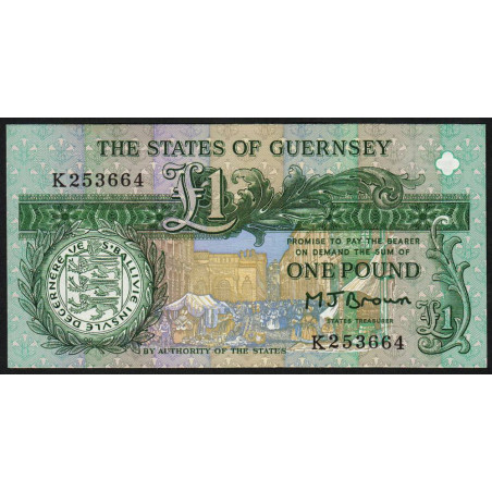Guernesey - Pick 52a - 1 pound - Série K - 1991 - Etat : NEUF