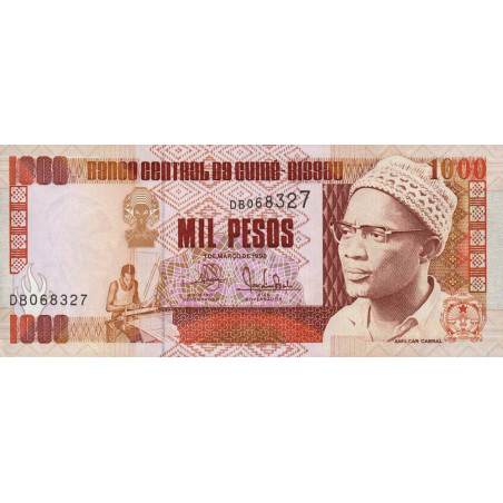 Guinée Bissau - Pick 13a - 1'000 pesos - Série DB - 01/03/1990 - Etat : NEUF