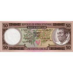 Guinée Equatoriale - Pick 10 - 50 ekuele - Type 2 - Série D/8 - 07/07/1975 - Etat : NEUF