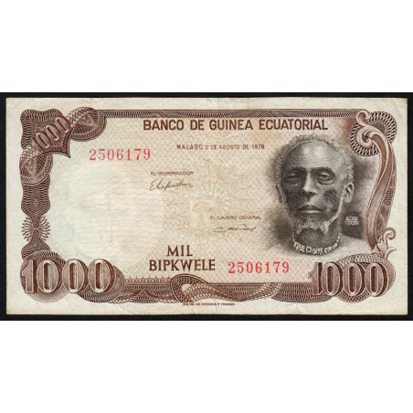 Guinée Equatoriale - Pick 16 - 1'000 bipkwele - 03/08/1978 - Etat : TB+