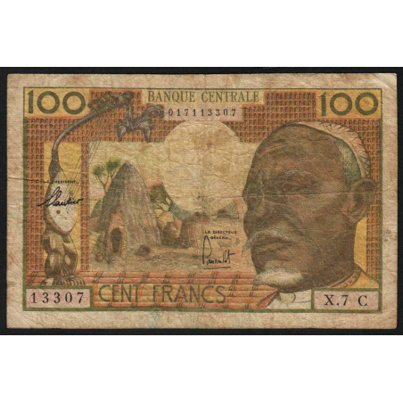 Congo (Brazzaville) - Afrique Equatoriale - Pick 3c - 100 francs - Série X.7 - 1963 - Etat : B+