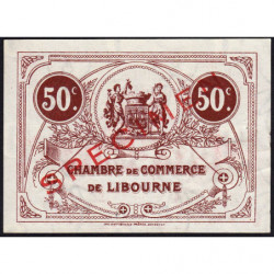 Libourne - Pirot non répertorié - 50 centimes - Septième série - 23/09/1920 - Spécimen - Etat : SUP+