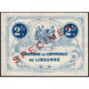 Libourne - Pirot non répertorié - 2 francs - Septième série - 23/09/1920 - Spécimen - Etat : SUP+