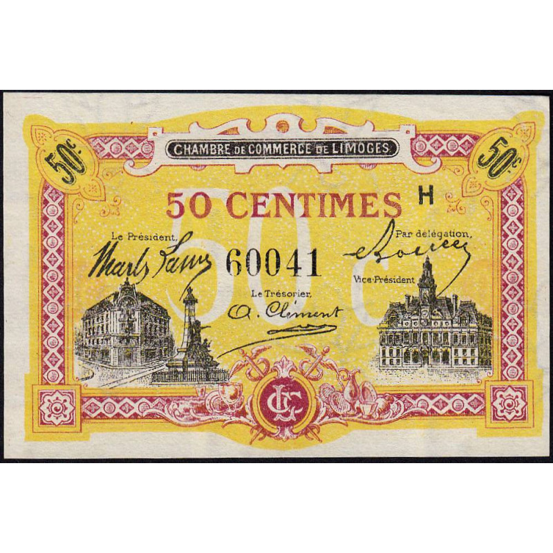 Limoges - Pirot 73-23 - 50 centimes - Série H - Sans date - Etat : NEUF