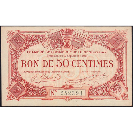 Lorient (Morbihan) - Pirot 75-4 - 50 centimes - Sans Série - 03/09/1915 - Etat : SUP+