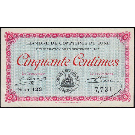Lure - Pirot 76-1 - 50 centimes - Série 123 - 25/09/1915 - Etat : SUP+