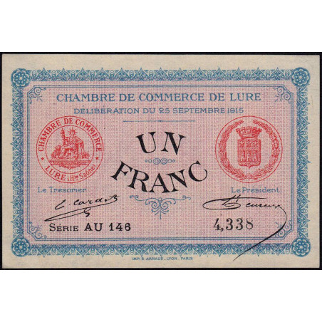 Lure - Pirot 76-7 - 1 franc - Série AU 146 - 25/09/1915 - Etat : SPL