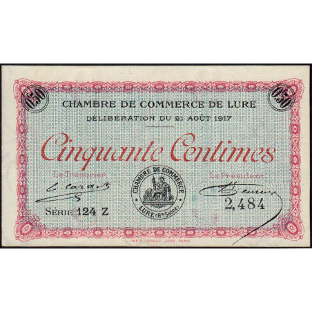 Lure - Pirot 76-18 - 50 centimes - Série 124 Z - 21/08/1917 - Etat : SUP+
