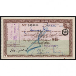 Grande-Bretagne - Chèque Voyage - National Provincial - 10 pounds - 1962 - Etat : SUP