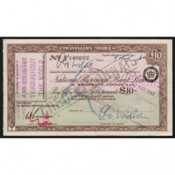 Grande-Bretagne - Chèque Voyage - National Provincial - 10 pounds - 1964 - Etat : TTB