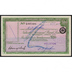 Grande-Bretagne - Chèque Voyage - National Provincial - 20 pounds - 1963 - Etat : TTB